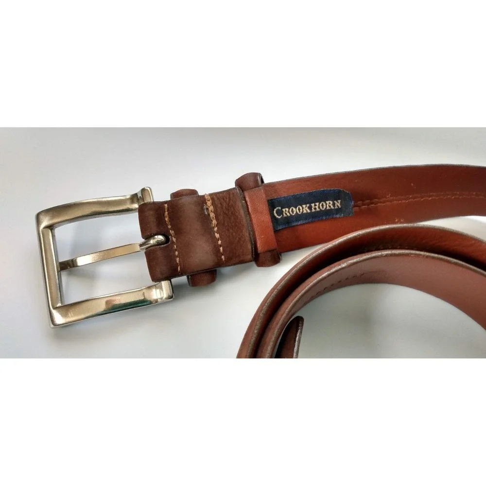 USA Leather CROOKHORN Brown Suede Belt 40 31105 Dress Buck Quiet Luxury Academia